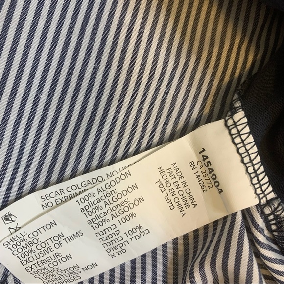 DEX Twofer Ruffle Striped Cotton Blouse Top Navy Blue Girls 10-12Y Size Large - Picture 6 of 9